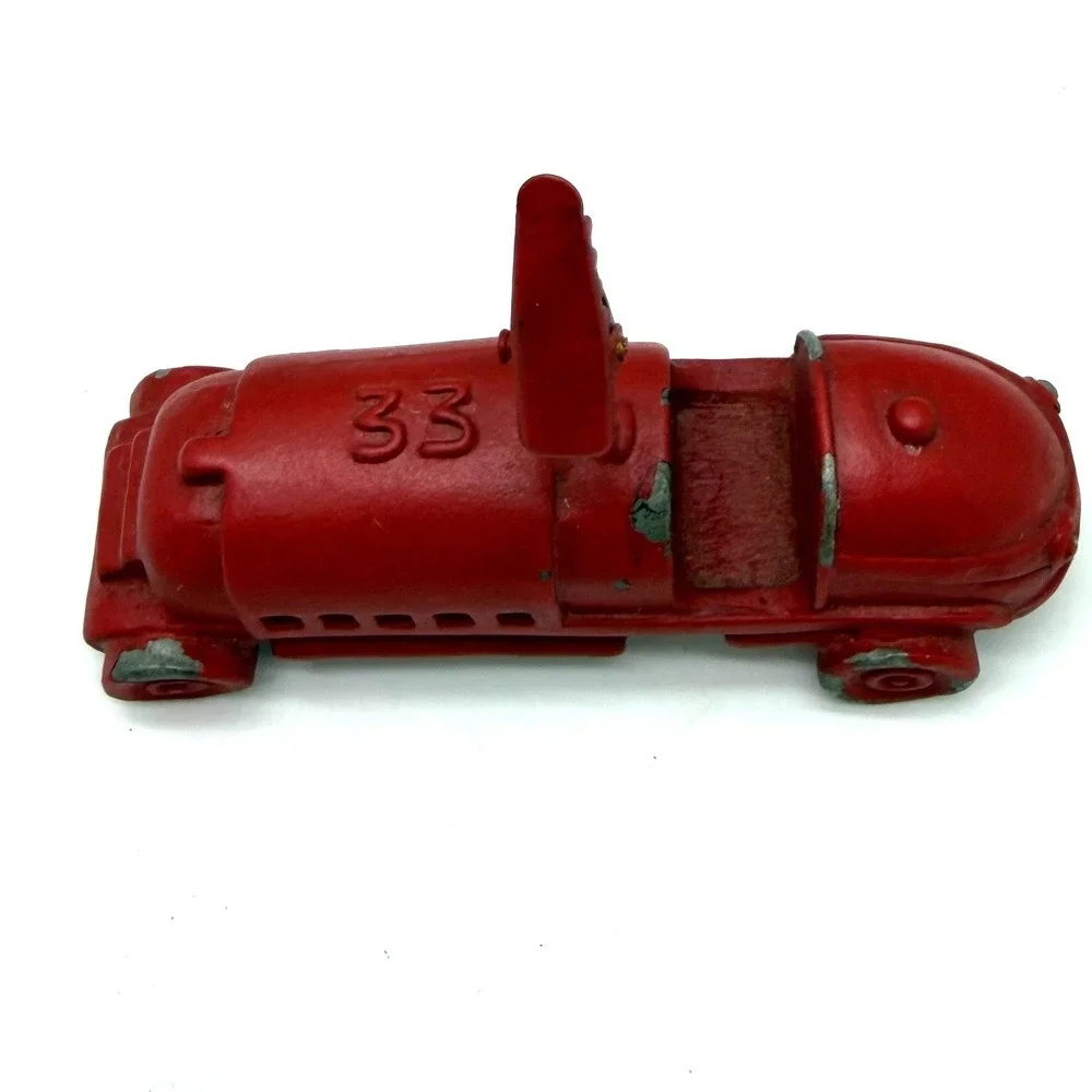 Cast Iron Racer #33 Toy Car Small Red Vintage 1940s-1950s Paperweight Cardholder